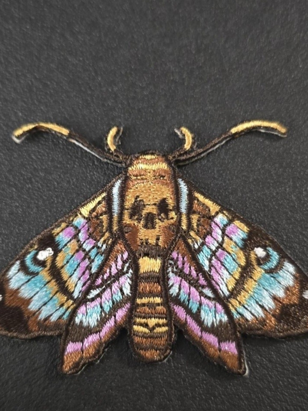 Multicolor Embroidered Moth Patch - Denim Applique